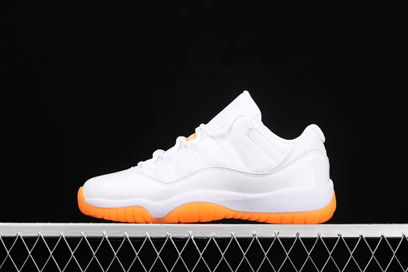 All categories Air Jordan Jordan series basketball shoes Air Jordan 11 pure original version Air Jordan 11 Bright Citus AJ11 Joe 11 white orange low-top basketball shoes AH7860-139